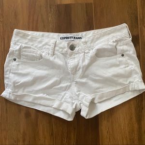 Express White Denim Cuffed White Shorts Sz 4